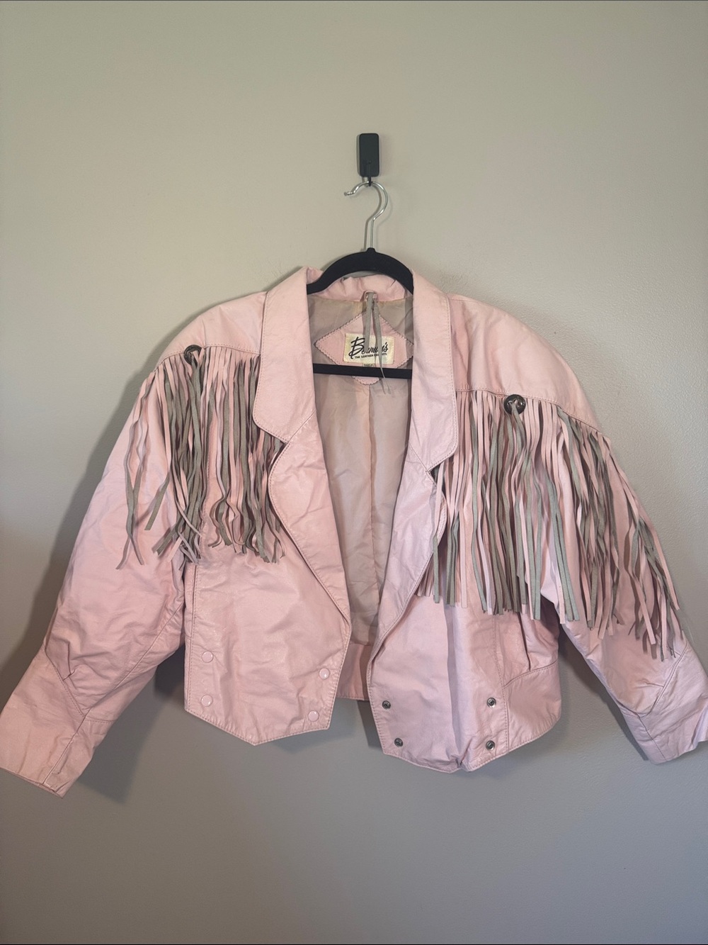 Vintage Berman’s Pink Leather Fringe Jacket